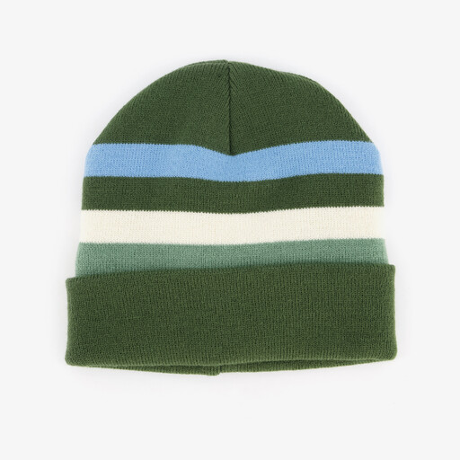 Gebreide jongens muts met teddyvoering groen blauw