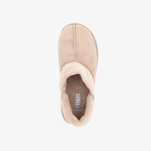 Thuis gevoerde dames pantoffels beige
