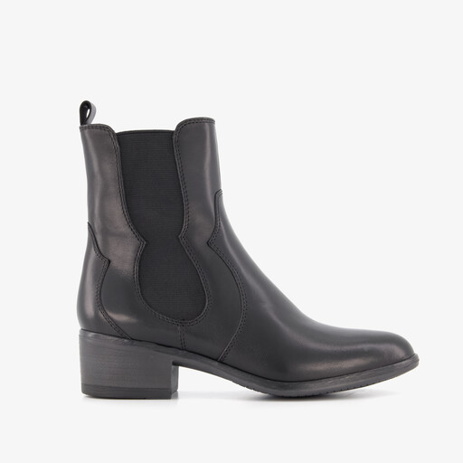 Leren dames Chelsea laarsjes met hak zwart