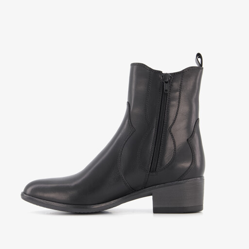 Leren dames Chelsea laarsjes met hak zwart