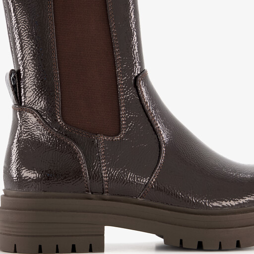 Dames lak Chelsea boots bruin