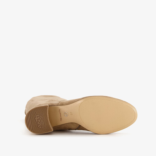 Suèdelook dames laarzen met hak beige