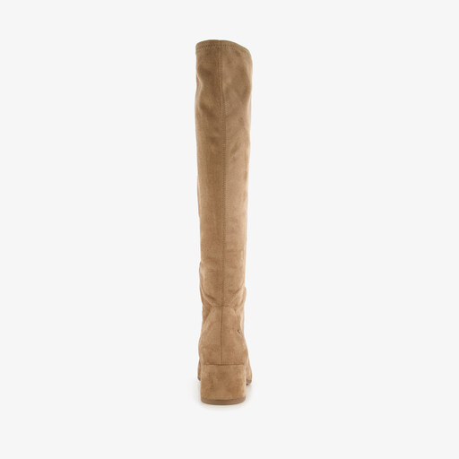 Suèdelook dames laarzen met hak beige