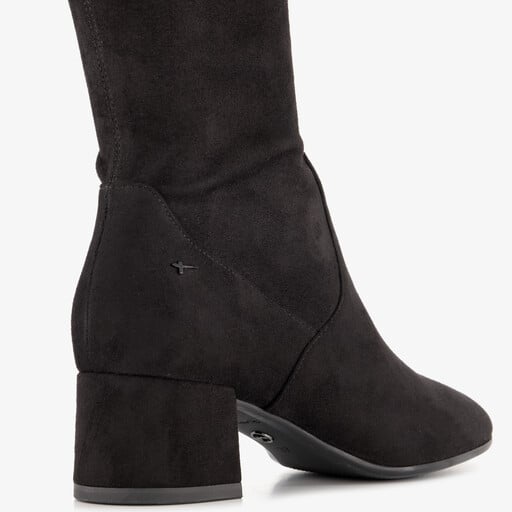 Suèdelook dames laarzen met hak zwart