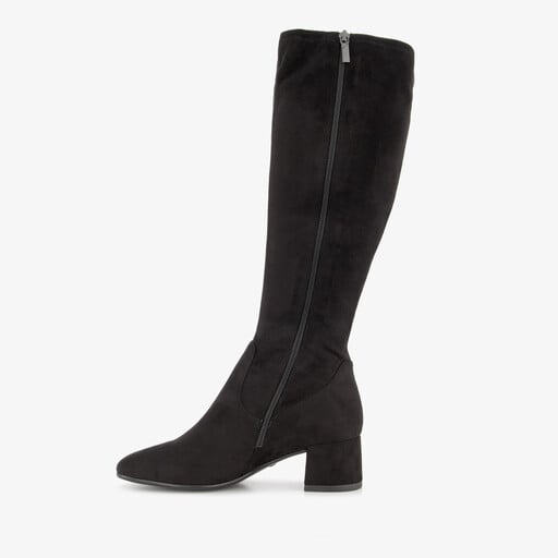 Suèdelook dames laarzen met hak zwart