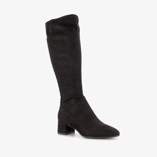 Suèdelook dames laarzen met hak zwart