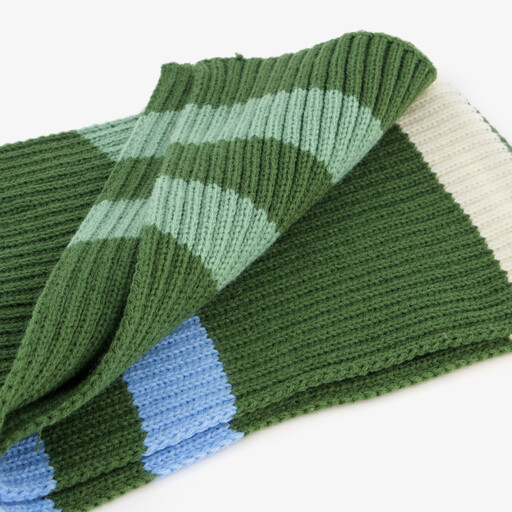 Gebreide jongens sjaal groen blauw