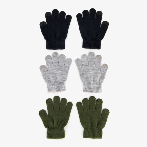 3 paar touchscreen handschoenen zwart grijs groen