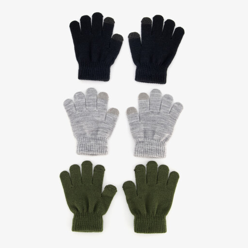 3 paar touchscreen handschoenen zwart grijs groen