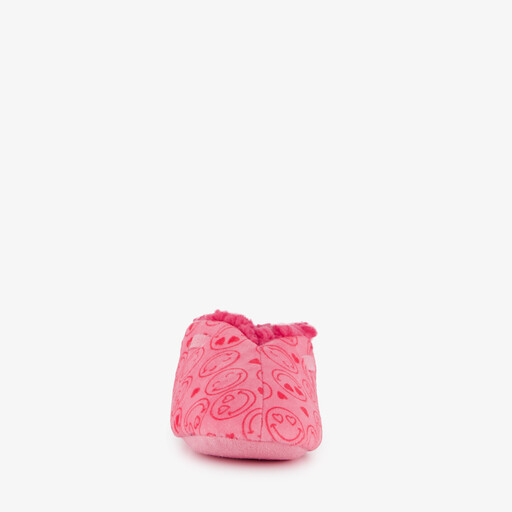 Gevoerde kinder sloffen met smileys roze