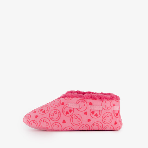 Gevoerde kinder sloffen met smileys roze