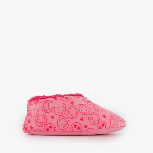 Gevoerde kinder sloffen met smileys roze
