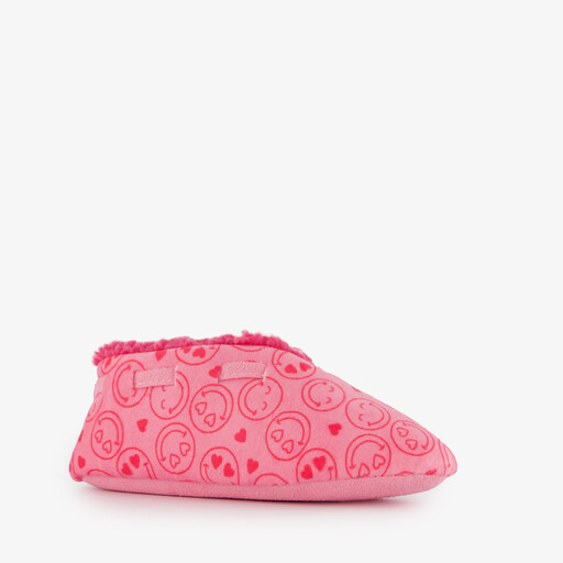Gevoerde kinder sloffen met smileys roze