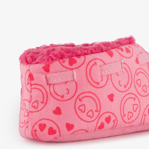 Gevoerde kinder sloffen met smileys roze