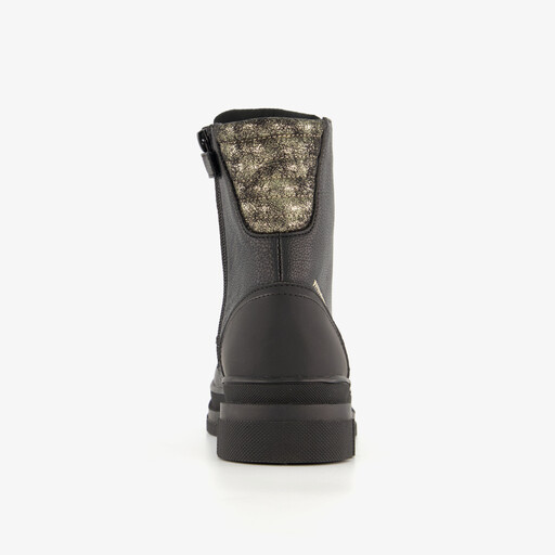 Meisjes veterboots zwart goud