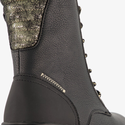Meisjes veterboots zwart goud