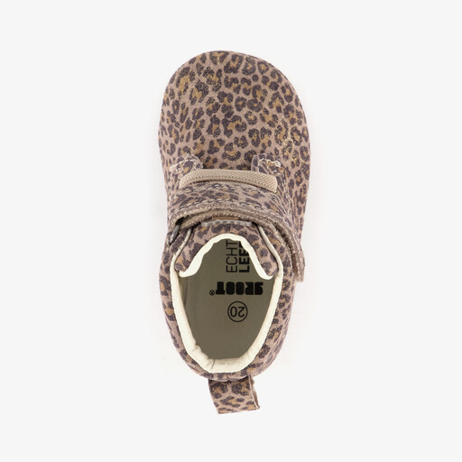 Leren babyschoenen met luipaardprint