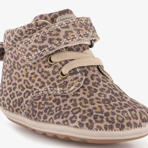 Leren babyschoenen met luipaardprint