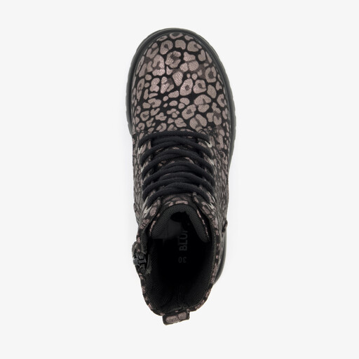 Meisjes veterboots met luipaardprint brons