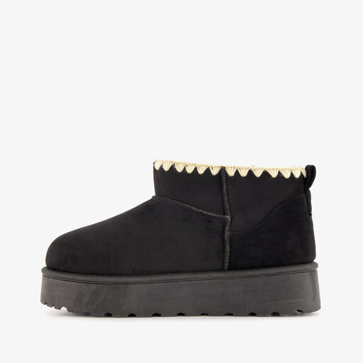 Lage gevoerde dames boots zwart