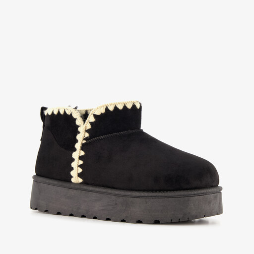 Lage gevoerde dames boots zwart
