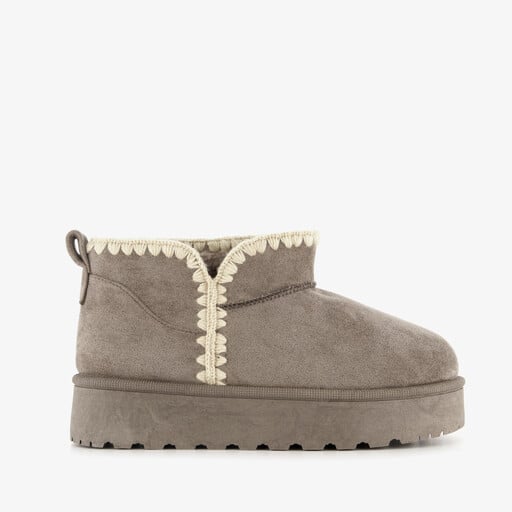 Lage gevoerde dames boots taupe