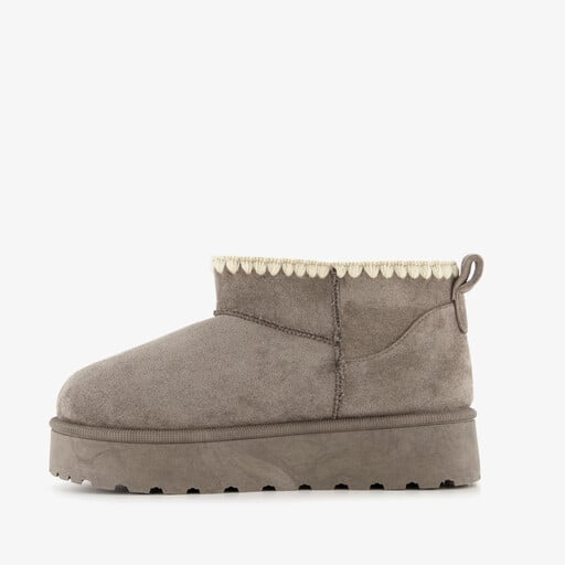 Lage gevoerde dames boots taupe