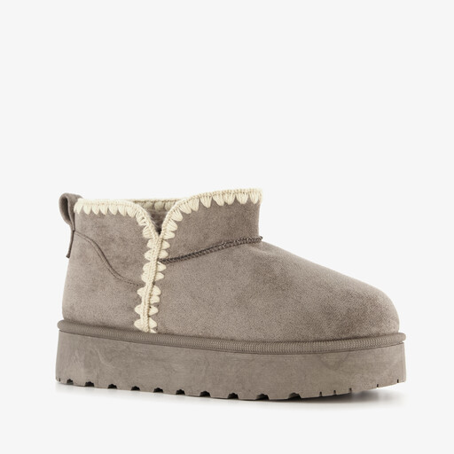 Lage gevoerde dames boots taupe
