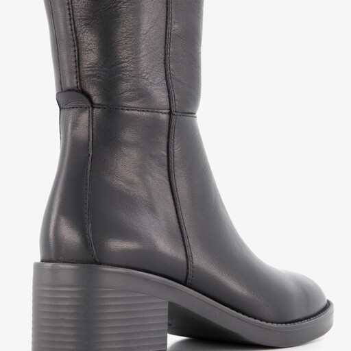 Hoge leren dames laarzen zwart