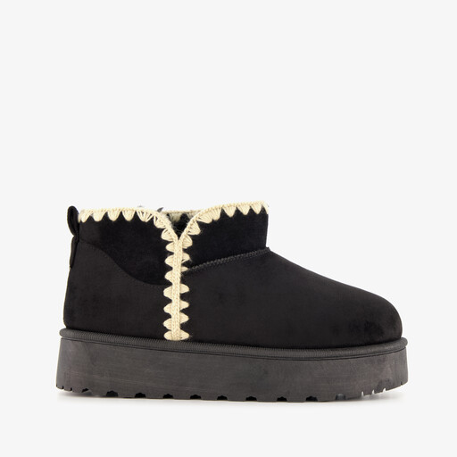 Lage gevoerde dames boots zwart