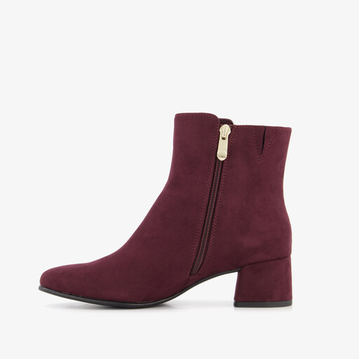 Dames enkellaarsjes met hak bordeaux