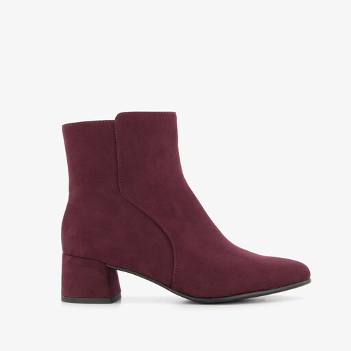 Dames enkellaarsjes met hak bordeaux