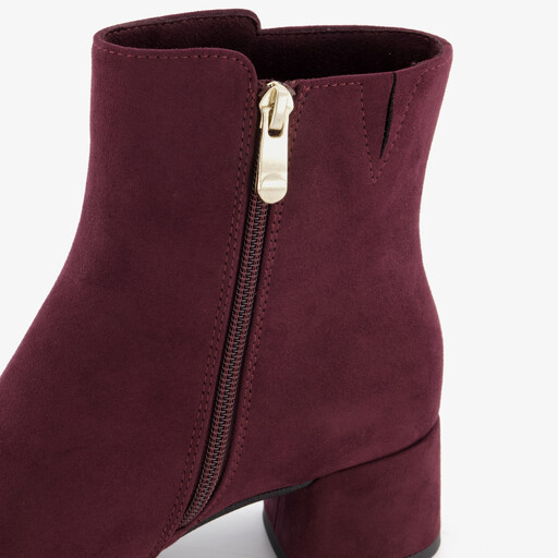 Dames enkellaarsjes met hak bordeaux