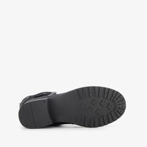 Gevoerde dames enkellaarsjes met gesp zwart