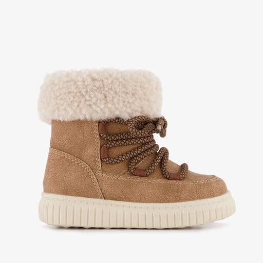 Gevoerde meisjes teddy veterboots bruin