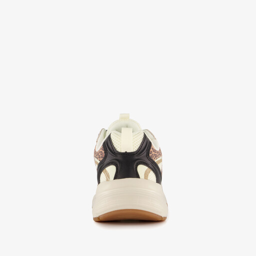 Meisjes sneakers met panterprint details bruin beige