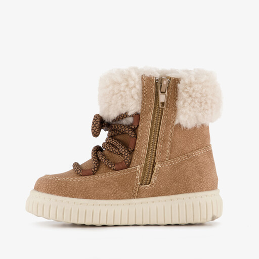 Gevoerde meisjes teddy veterboots bruin