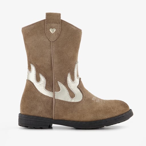 Suède meisjes western laarsjes bruin goud