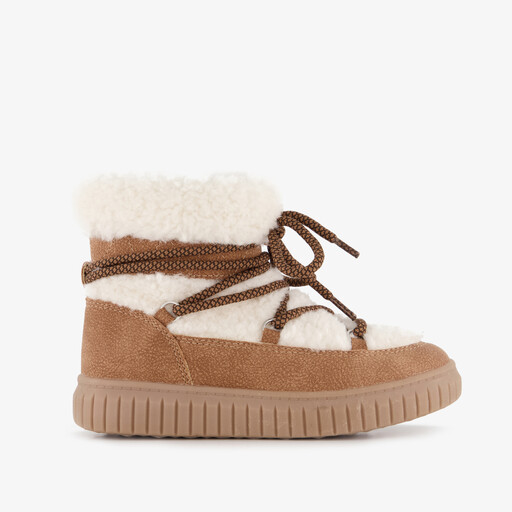 Gevoerde meisjes teddy veterboots bruin