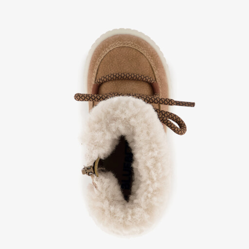 Gevoerde meisjes teddy veterboots bruin