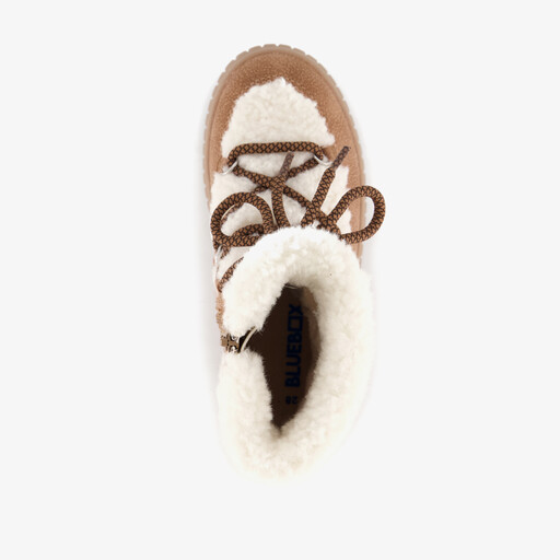 Gevoerde meisjes teddy veterboots bruin