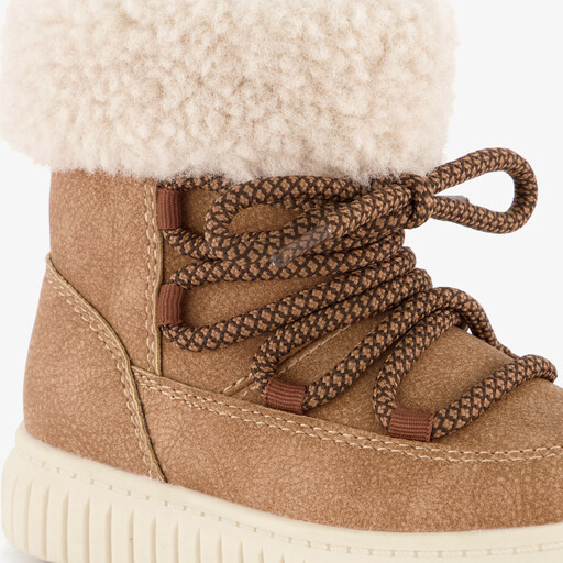 Gevoerde meisjes teddy veterboots bruin
