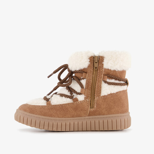 Gevoerde meisjes teddy veterboots bruin