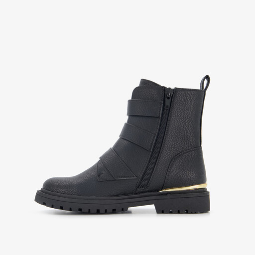 Meisjes enkellaarsjes met hartjes gespen zwart