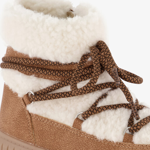 Gevoerde meisjes teddy veterboots bruin