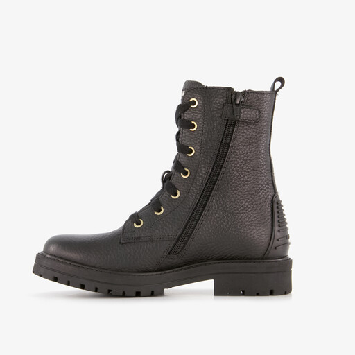 Leren meisjes veterboots zwart