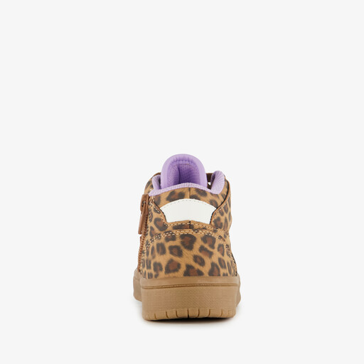 Hoge meisjes sneakers met panterprint bruin