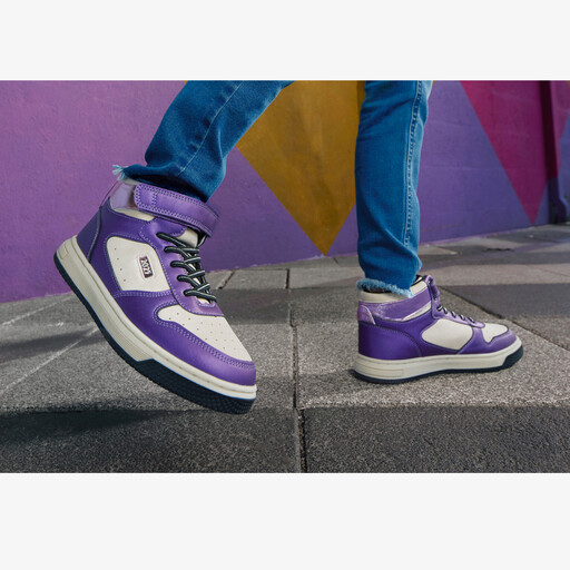 Hoge meisjes sneakers paars wit