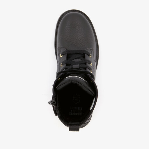 Leren meisjes veterboots zwart