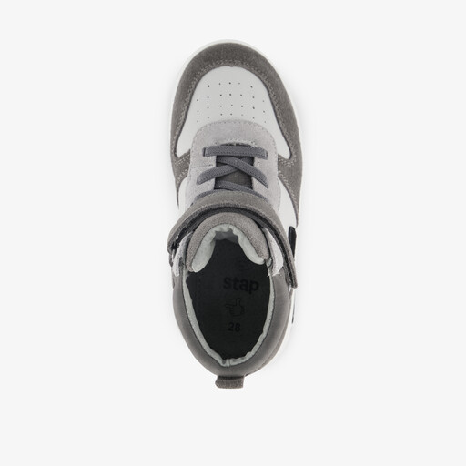 Leren hoge jongens sneakers grijs wit